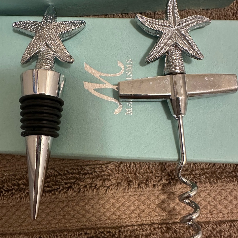 Starfish Wine Accessory Set - Silver